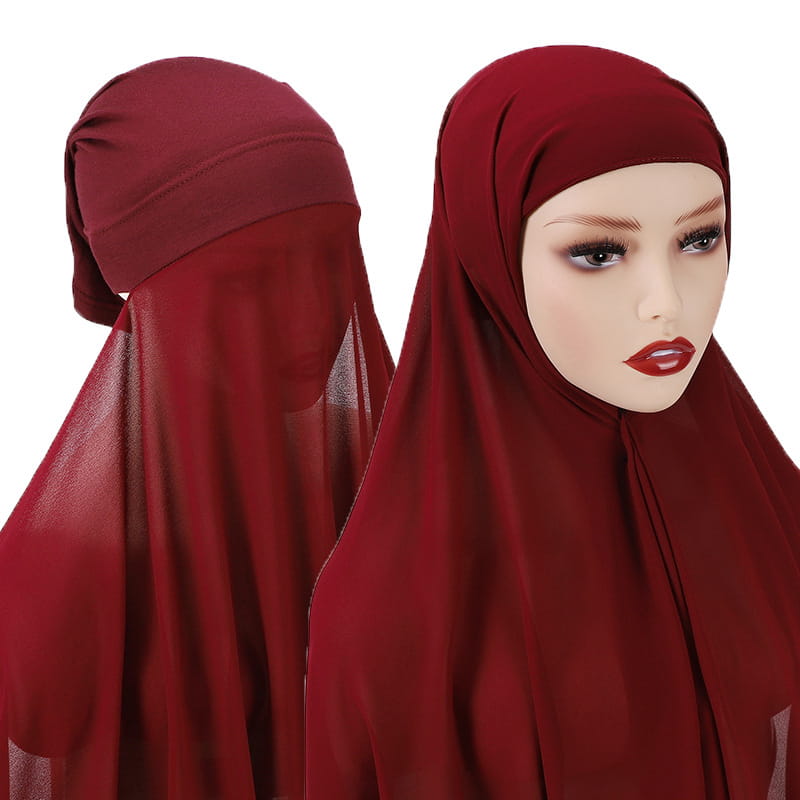 Ensemble foulard turban en mousseline de soie pour femmes musulmanes voilées
