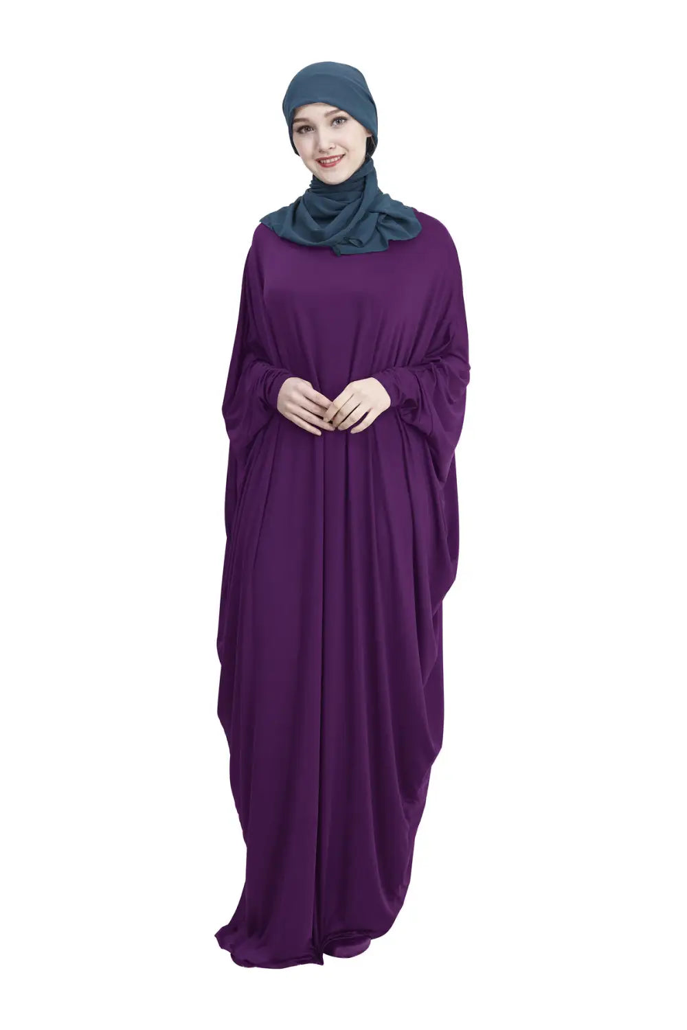 Robe musulmane arabe décontractée multicolore à manches chauve-souris