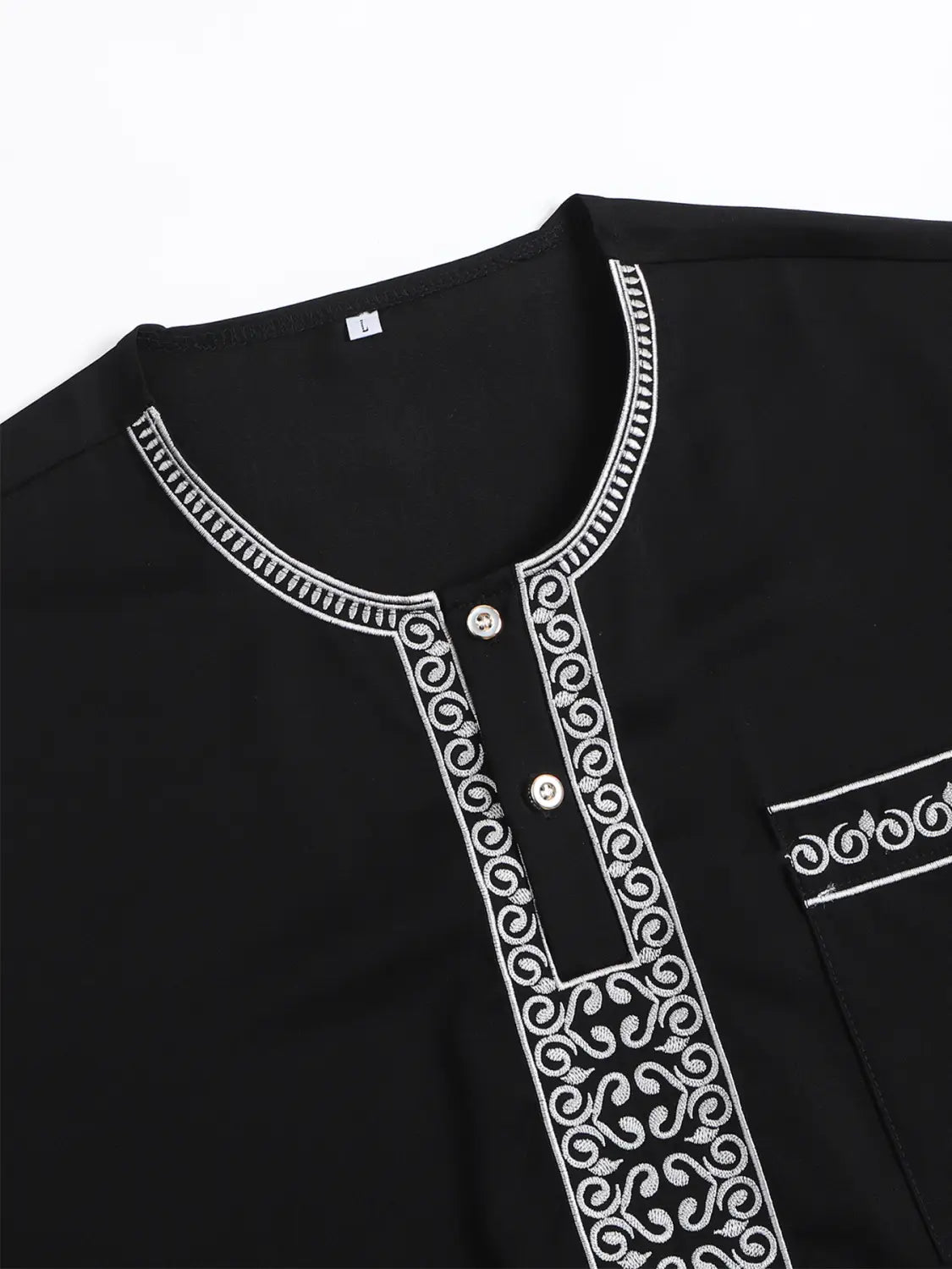 Robe musulmane à manches mi-longues et broderie pour homme, style arabe