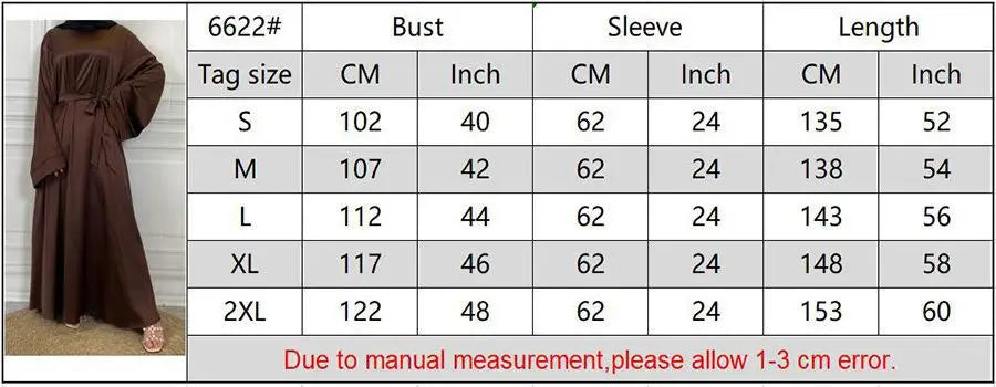 Robe musulmane en satin à lacets pour femme