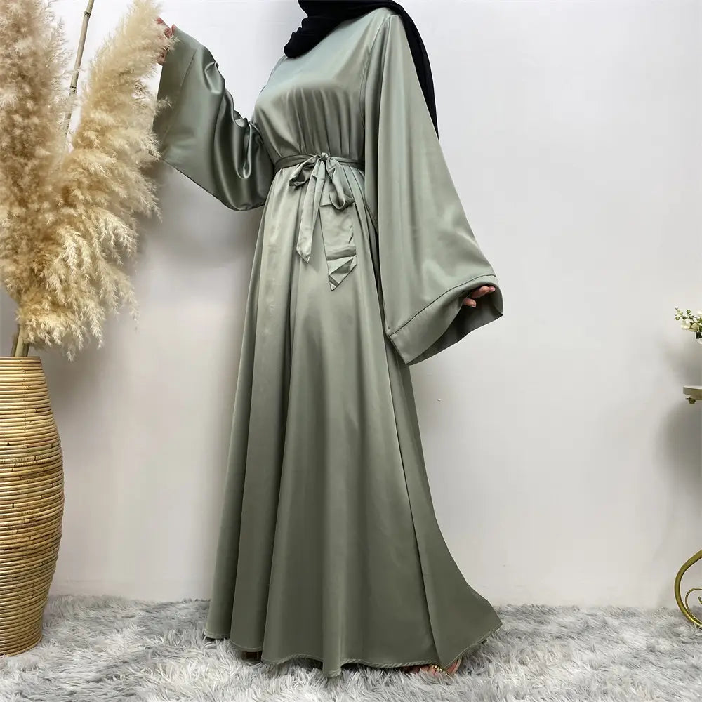 Robe musulmane en satin à lacets pour femme