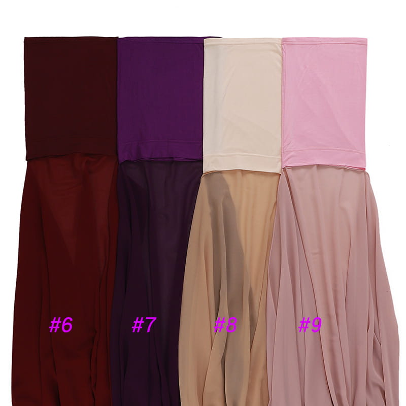 Ensemble foulard turban en mousseline de soie pour femmes musulmanes voilées