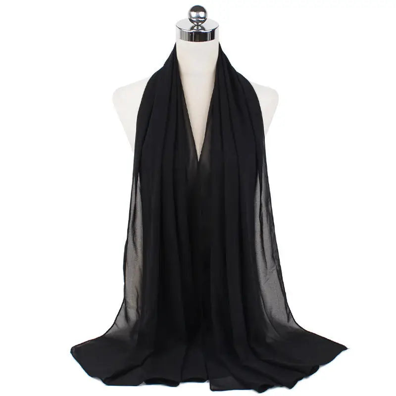 70x180cm Monochrome Pearl Chiffon Hijab Sjaal - 1