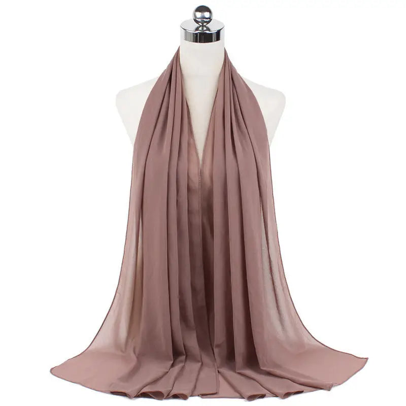 70x180cm Monochrome Pearl Chiffon Hijab Sjaal - 20
