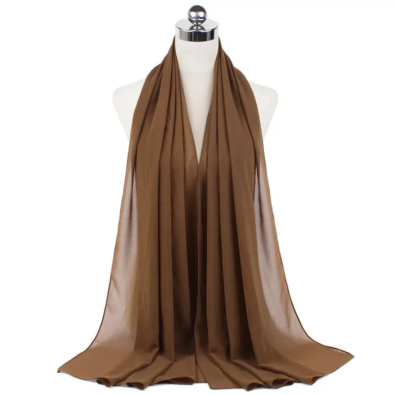 70x180cm Monochrome Pearl Chiffon Hijab Sjaal - 23
