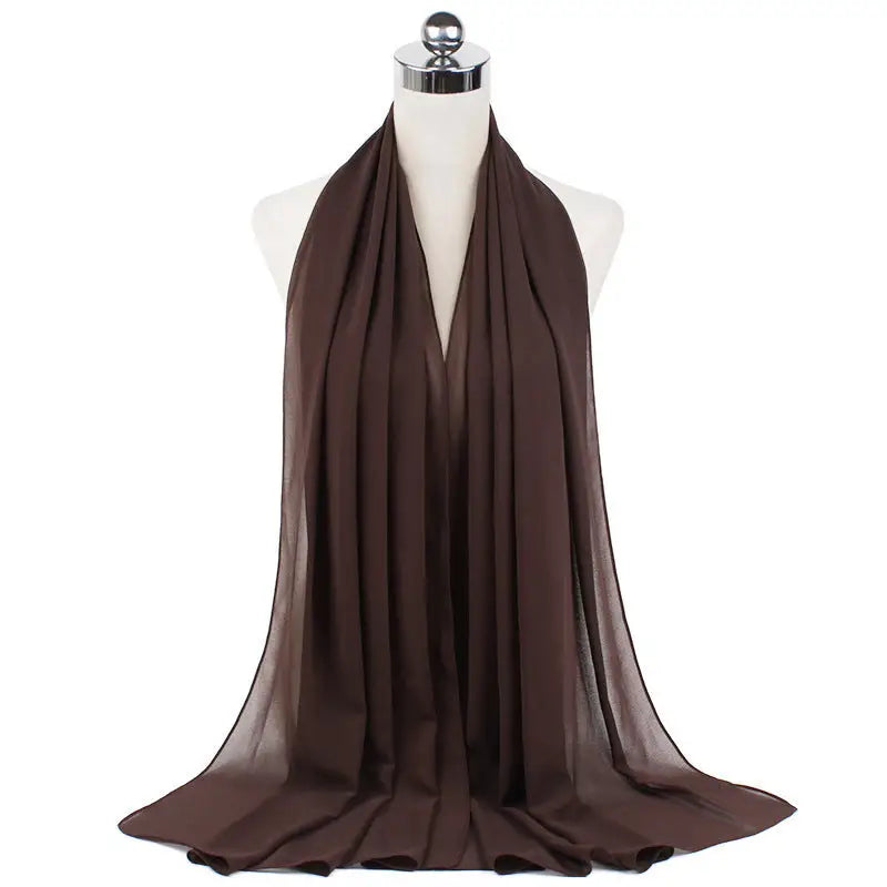 70x180cm Monochrome Pearl Chiffon Hijab Sjaal - 24