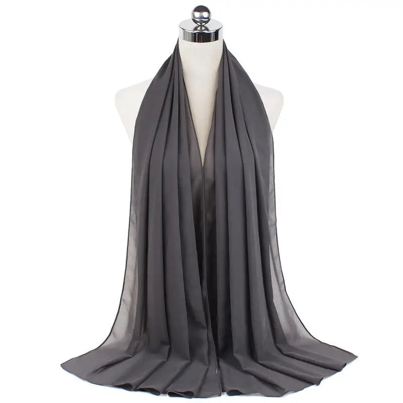 70x180cm Monochrome Pearl Chiffon Hijab Sjaal - 26