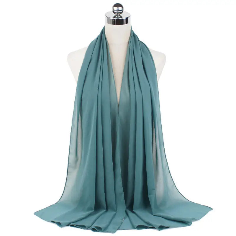 70x180cm Monochrome Pearl Chiffon Hijab Sjaal - 28
