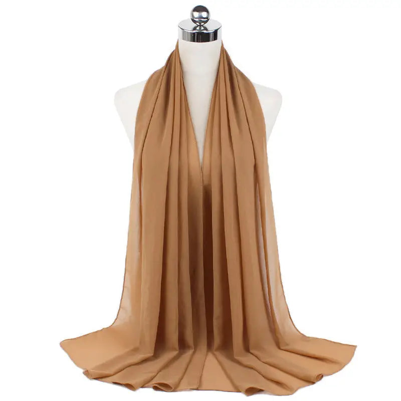 70x180cm Monochrome Pearl Chiffon Hijab Sjaal - 34