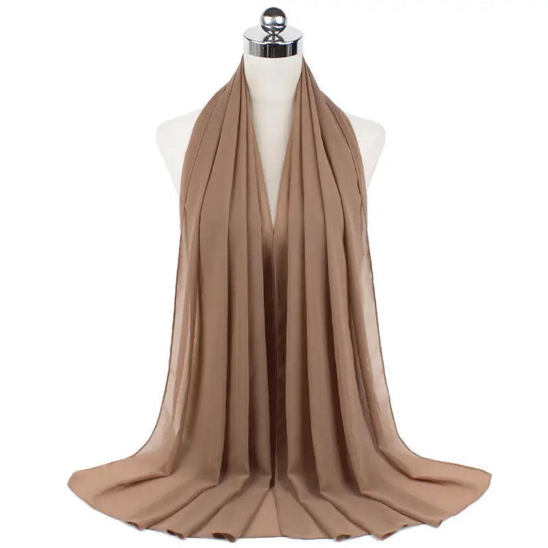 70x180cm Monochrome Pearl Chiffon Hijab Sjaal - 35