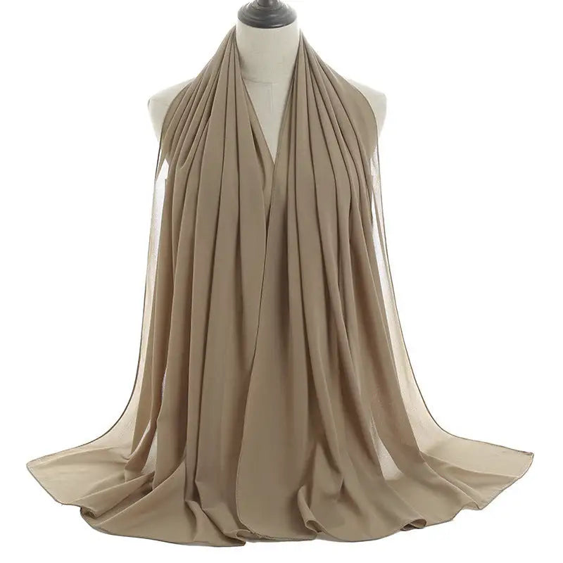 70x180cm Monochrome Pearl Chiffon Hijab Sjaal - 57color