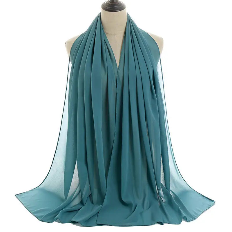 70x180cm Monochrome Pearl Chiffon Hijab Sjaal - 59color