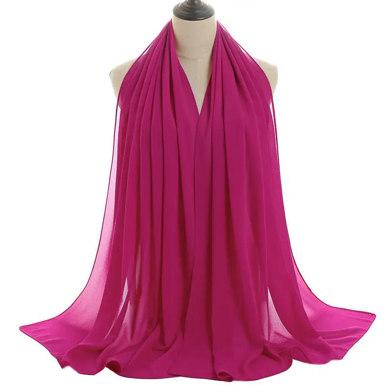 70x180cm Monochrome Pearl Chiffon Hijab Sjaal - 60color