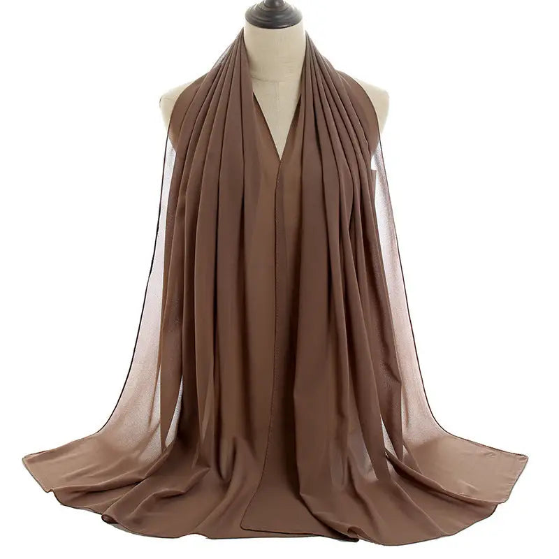 70x180cm Monochrome Pearl Chiffon Hijab Sjaal - 65color
