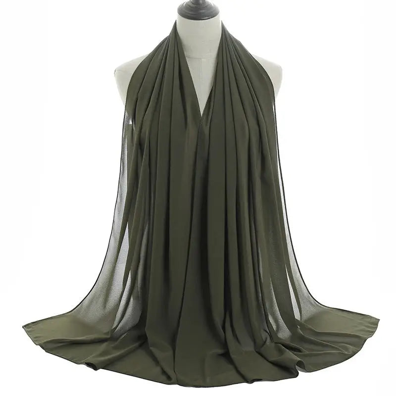 70x180cm Monochrome Pearl Chiffon Hijab Sjaal - 67color