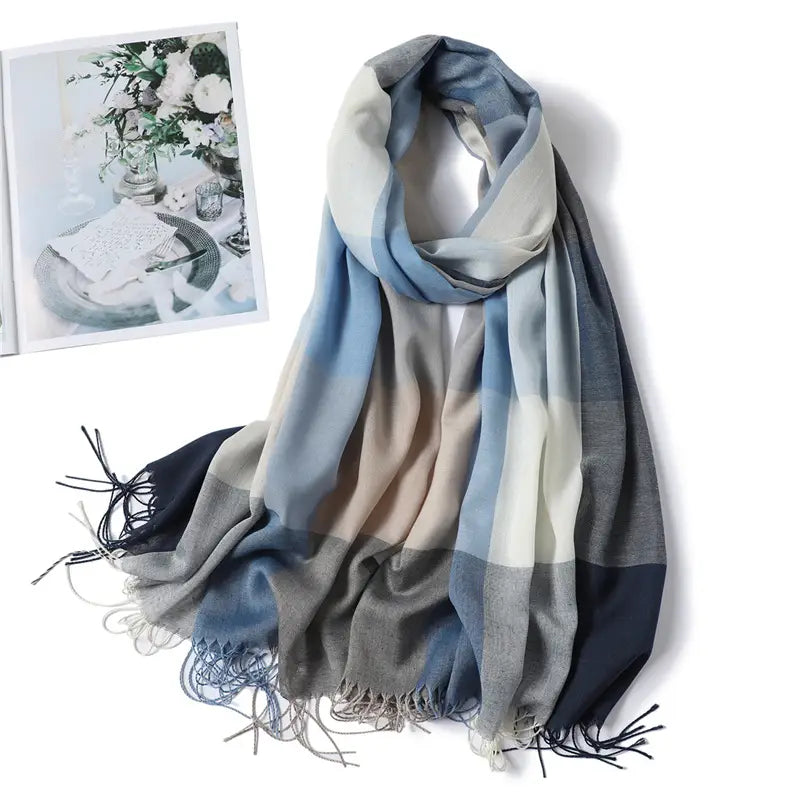 Foulard turban décoratif polyvalent à franges fines et tendance