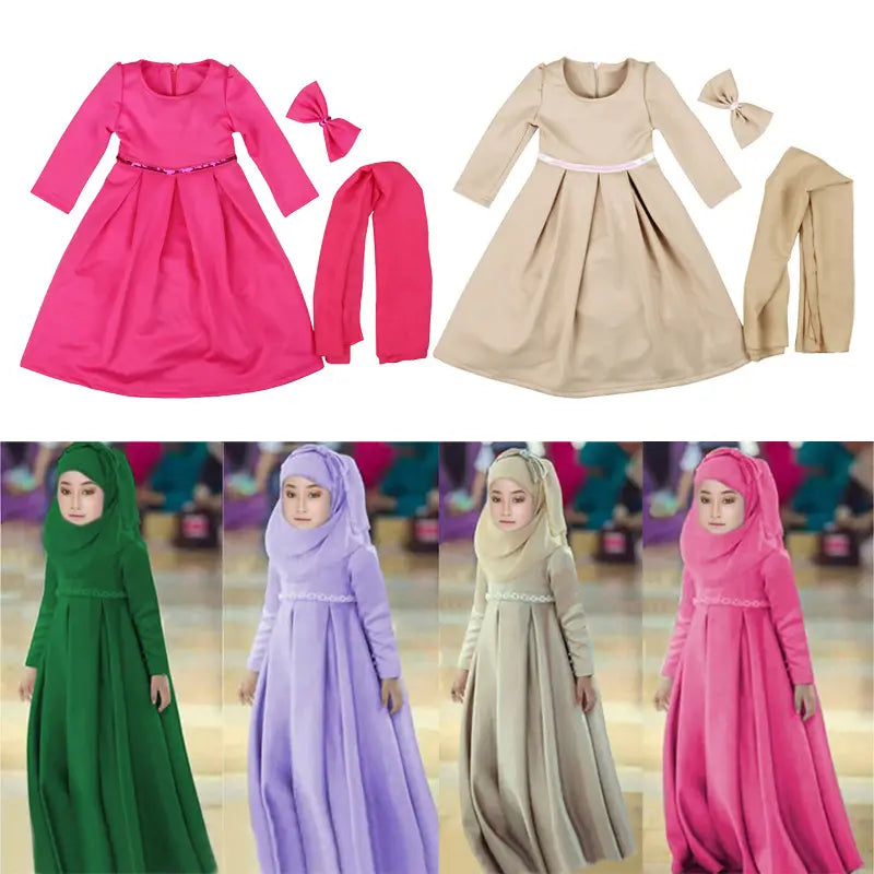 Ensemble robe turban et nœud papillon pour fille