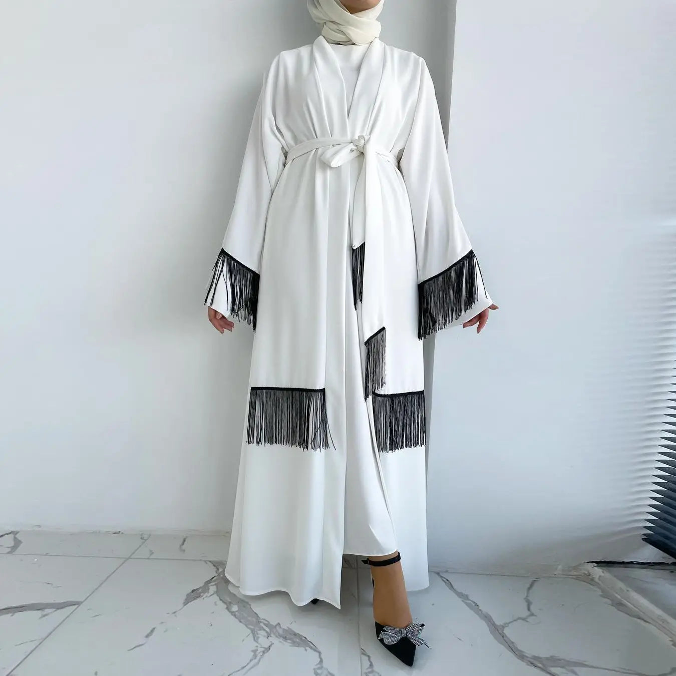 Vêtements ethniques arabes de Dubaï, Moyen-Orient, Abaya, manteau, robe à franges