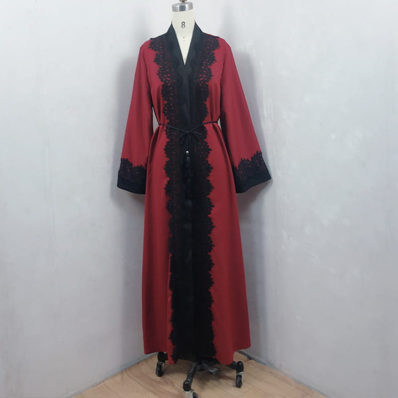Robe cardigan en dentelle pour femmes musulmanes