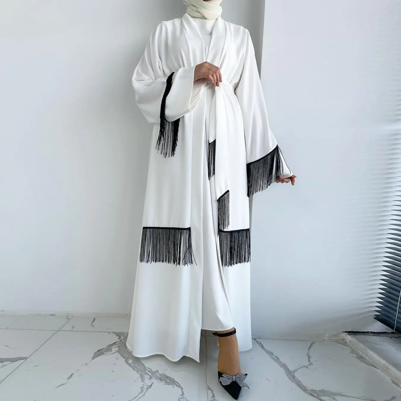Vêtements ethniques arabes de Dubaï, Moyen-Orient, Abaya, manteau, robe à franges