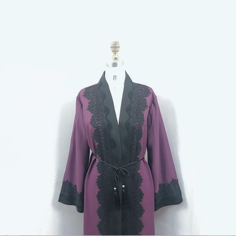 Robe cardigan en dentelle pour femmes musulmanes