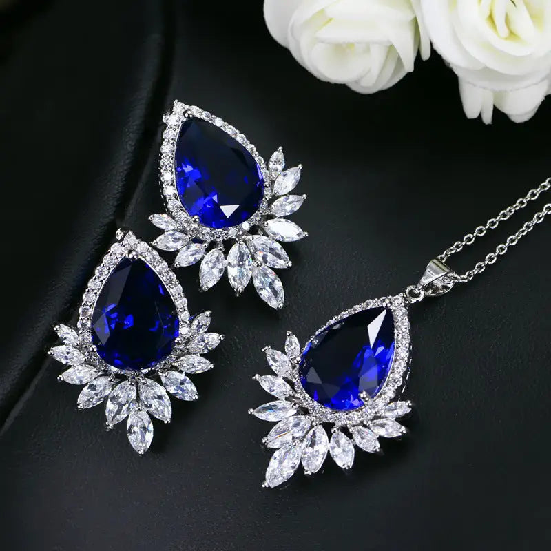 AAA jewelry chain bridal banquet dinner Jewelry Set - Bule