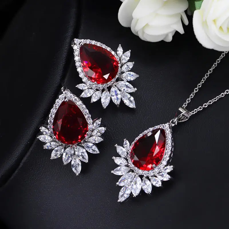 AAA jewelry chain bridal banquet dinner Jewelry Set - Red