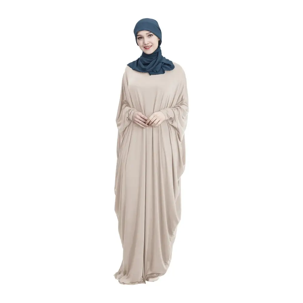 Arab Muslim Casual Clothing Multi-color Bat Sleeve Robe - Beige / M