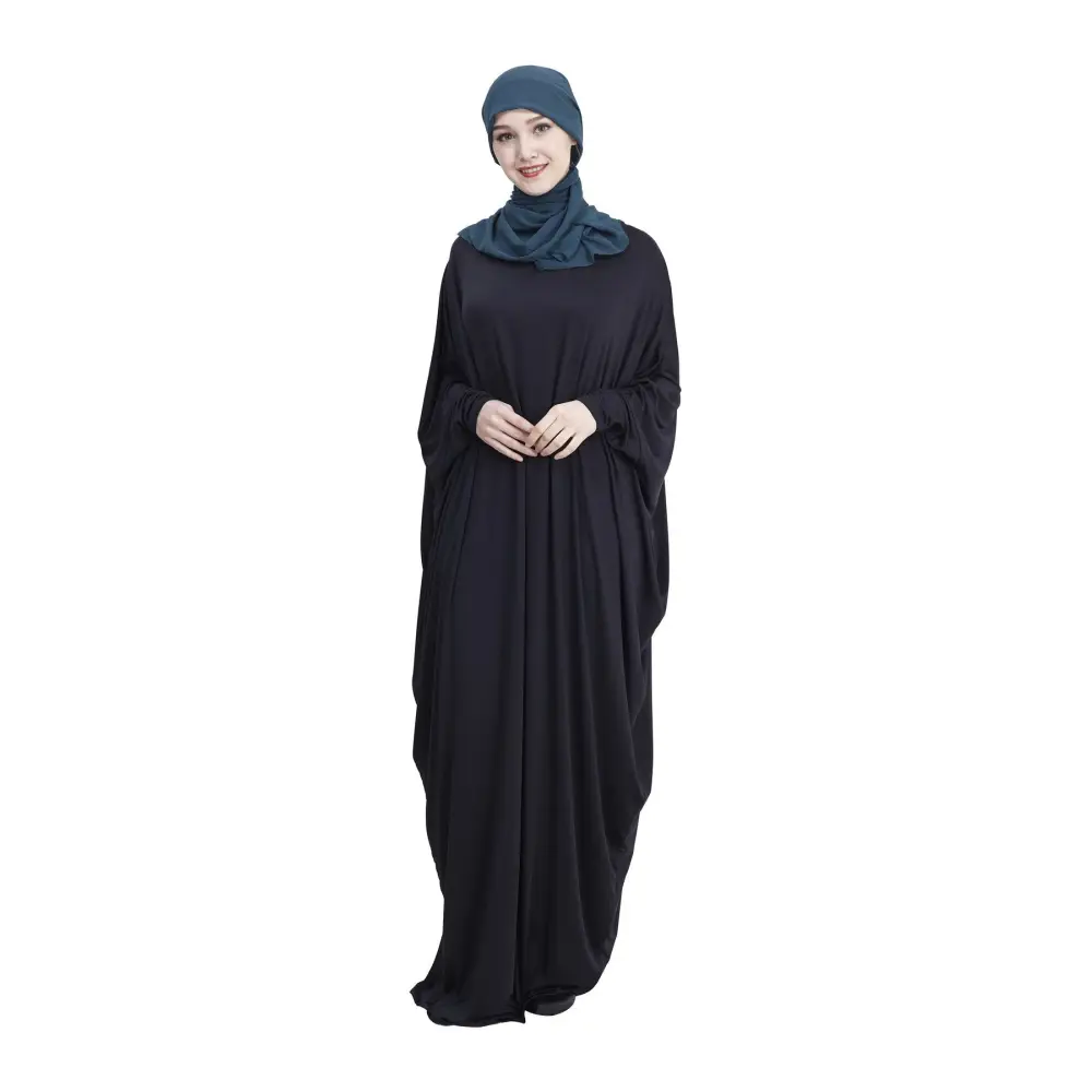 Arab Muslim Casual Clothing Multi-color Bat Sleeve Robe - Black / M