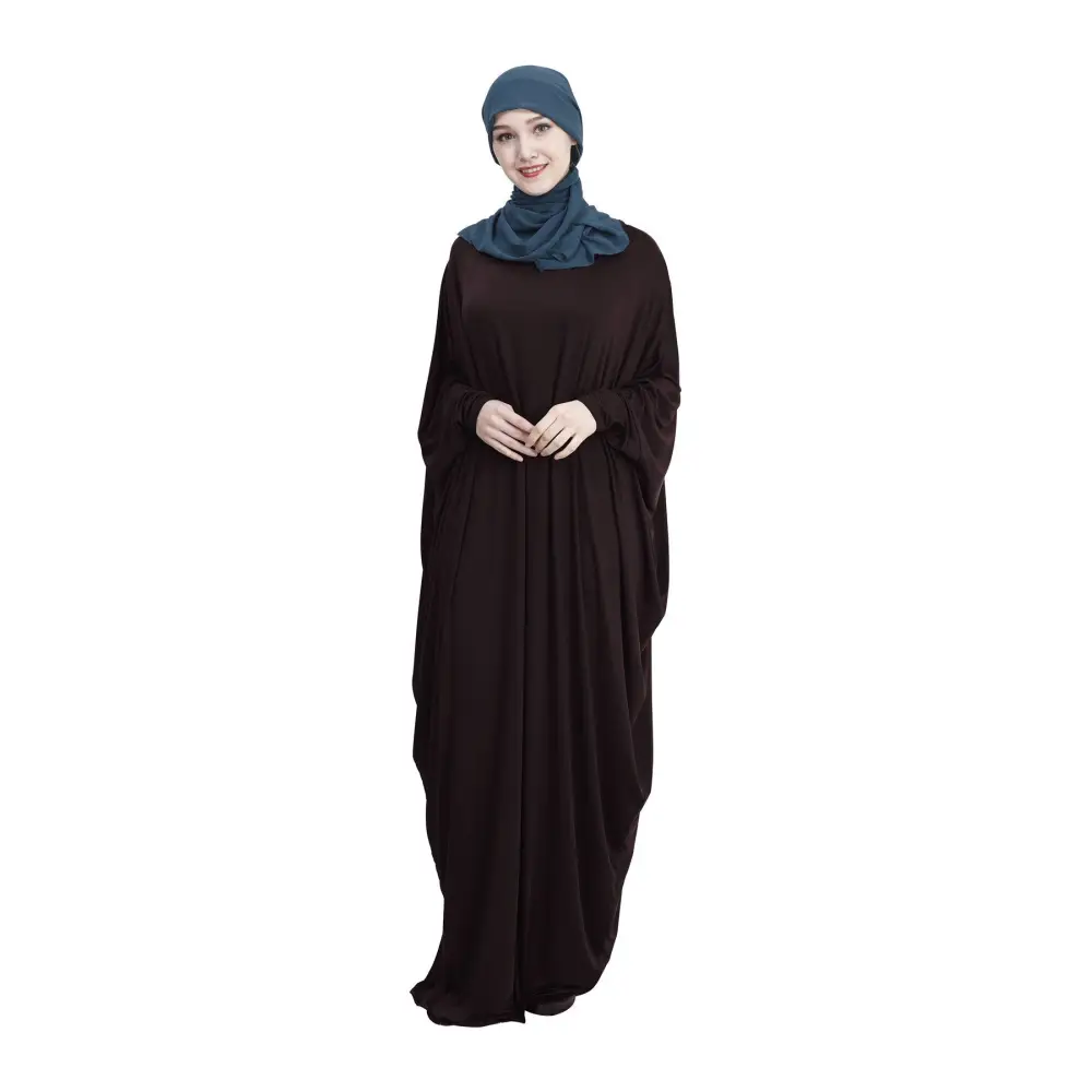 Arab Muslim Casual Clothing Multi-color Bat Sleeve Robe - Dark coffee / M