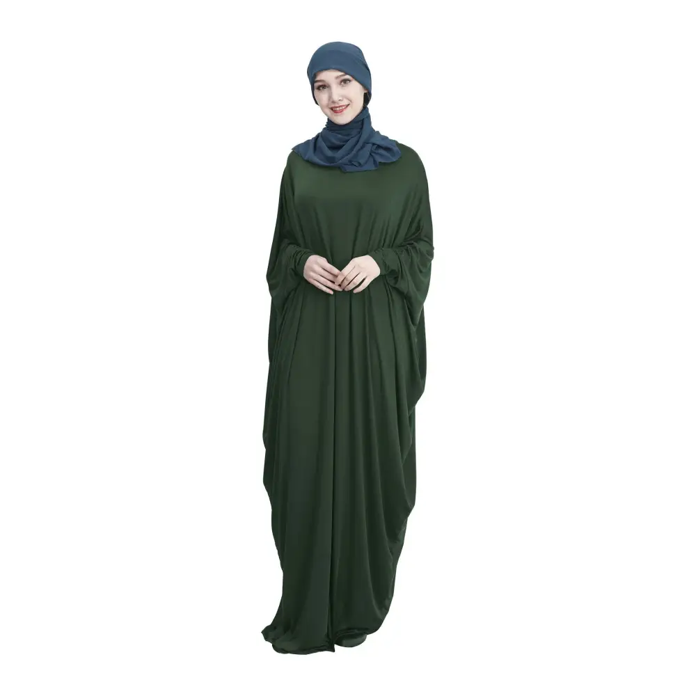 Arab Muslim Casual Clothing Multi-color Bat Sleeve Robe - Green / M