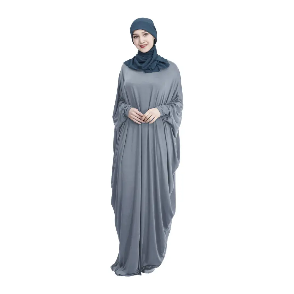Arab Muslim Casual Clothing Multi-color Bat Sleeve Robe - Grey / M