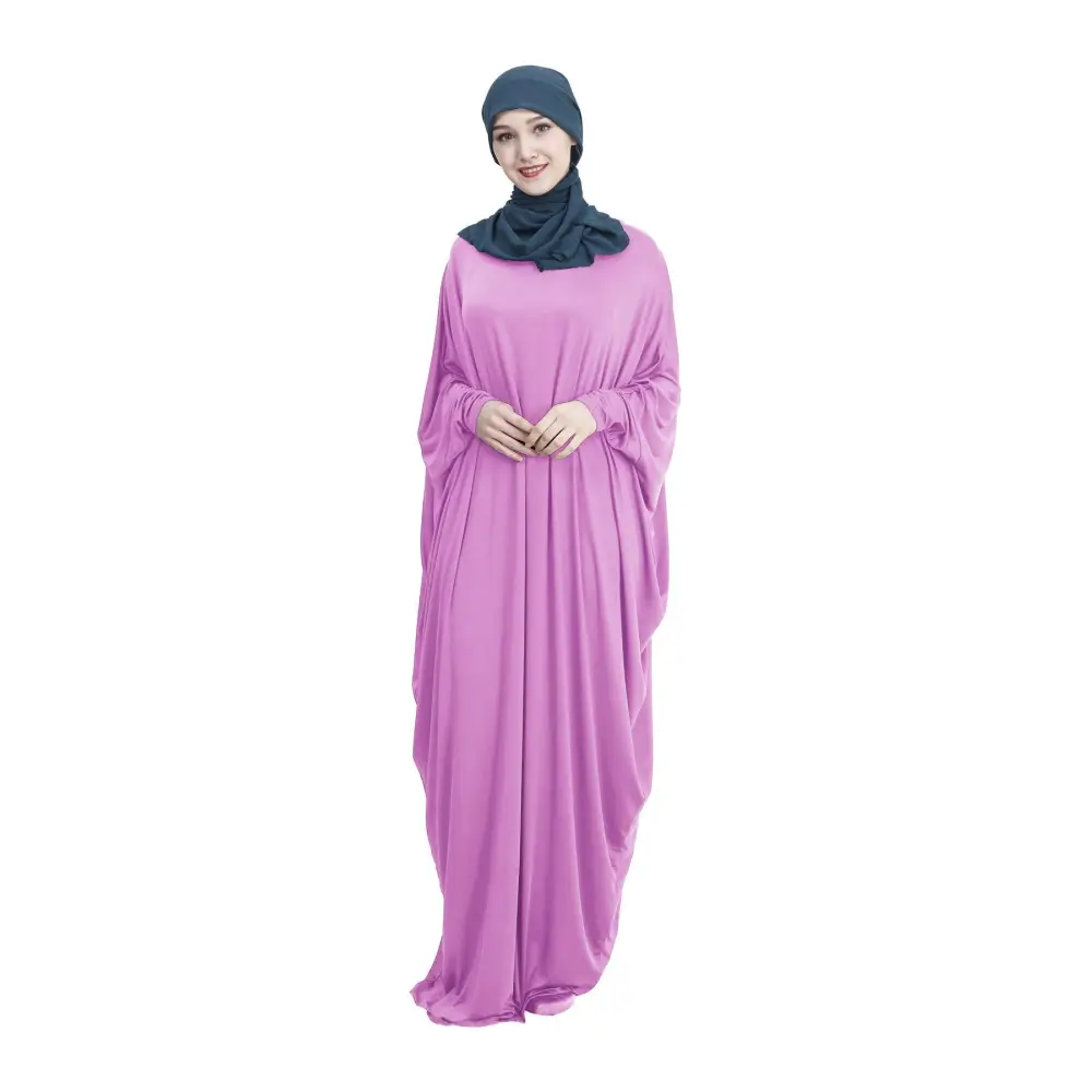 Arab Muslim Casual Clothing Multi-color Bat Sleeve Robe - Pink / M