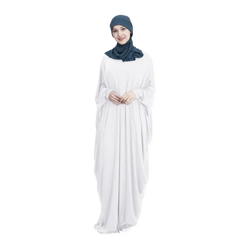 Arab Muslim Casual Clothing Multi-color Bat Sleeve Robe - White / M