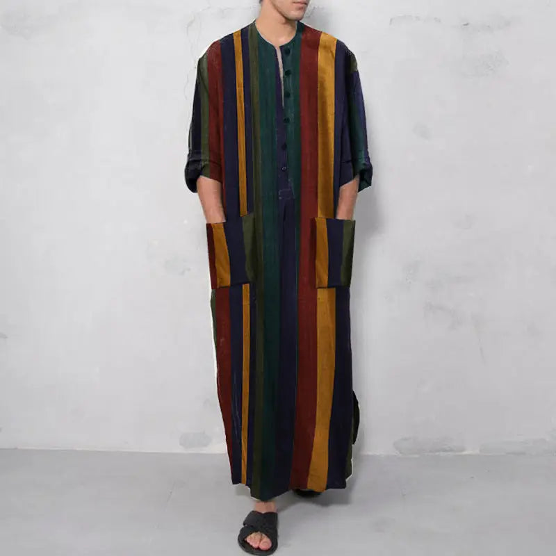 Arab Striped Printed Muslim Men’s Robe
