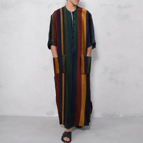 Arab Striped Printed Muslim Men’s Robe