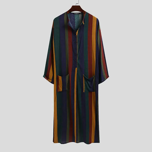 Arab Striped Printed Muslim Men’s Robe