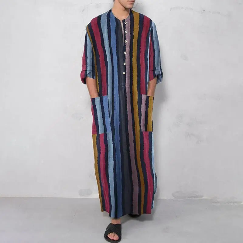 Arab Striped Printed Muslim Men’s Robe