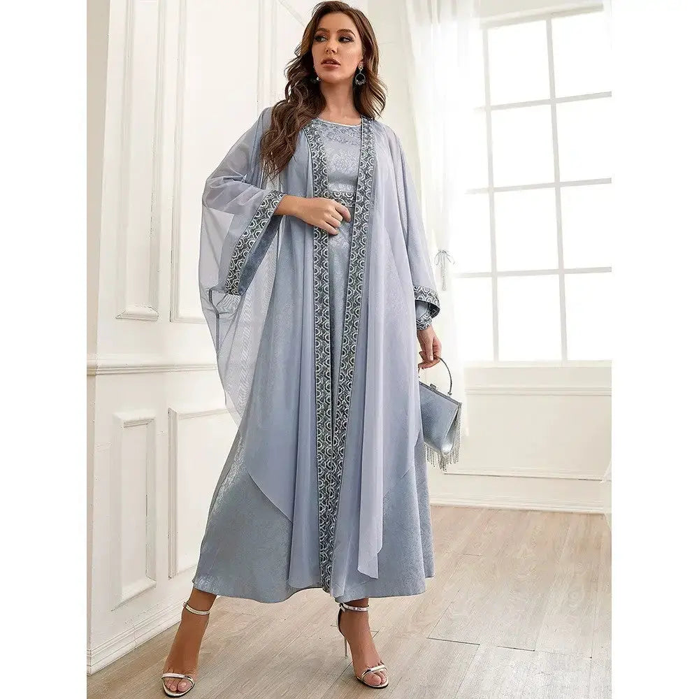 Ensemble de broderie Abaya arabe de Dubaï pour femme musulmane d'automne