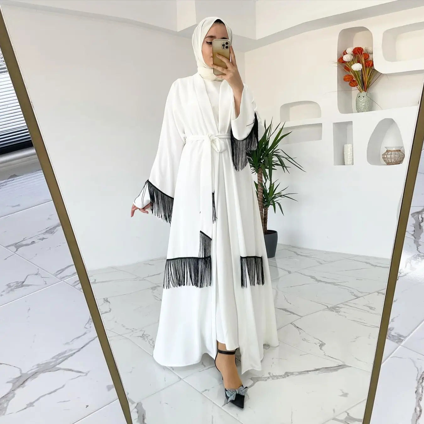 Vêtements ethniques arabes de Dubaï, Moyen-Orient, Abaya, manteau, robe à franges