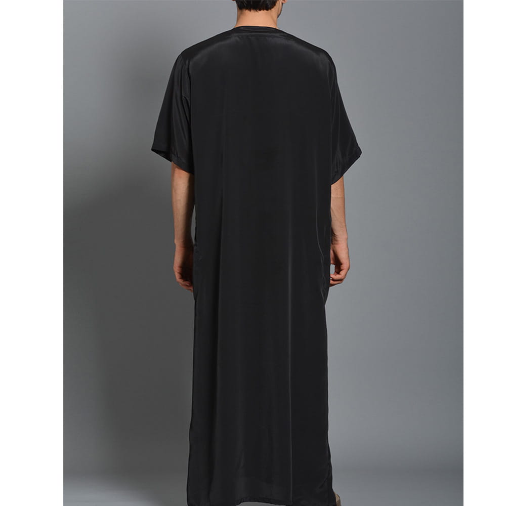 Robe musulmane à manches mi-longues et broderie pour homme, style arabe