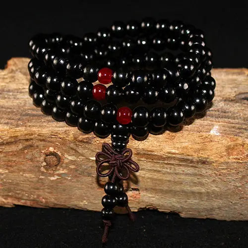 Beaded Knot black ebony Men Bracelets Bangles - Black