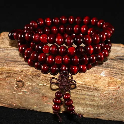 Beaded Knot black ebony Men Bracelets Bangles - Dark Red