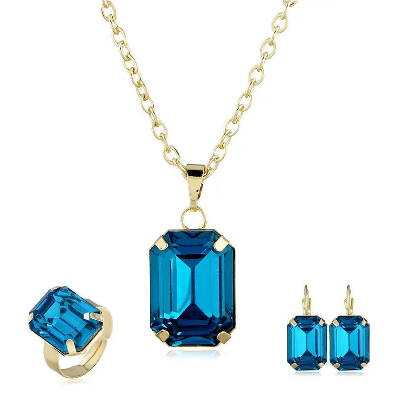Bridal jewelry European and American jewelry set - Blue