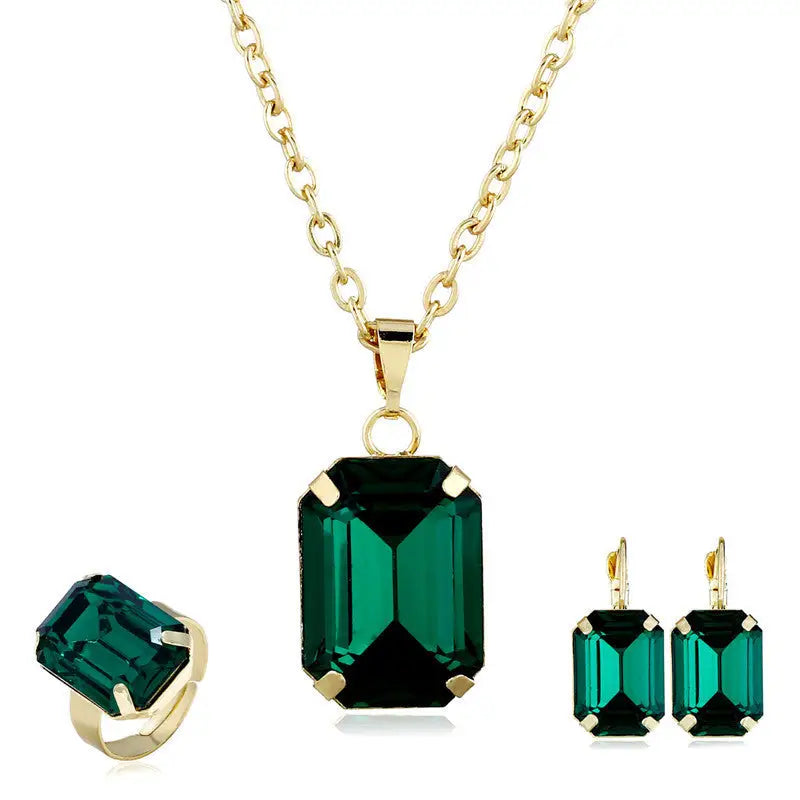 Bridal jewelry European and American jewelry set - Green