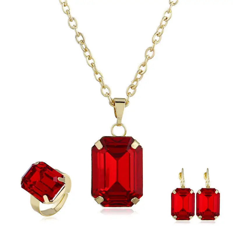 Bridal jewelry European and American jewelry set - Red