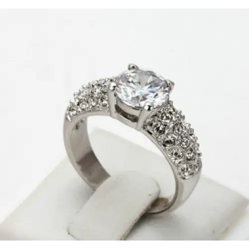 Buying hot jewelery exquisite jewelry luxury three rows of high-grade zircon rose gold engagement ring wholesale