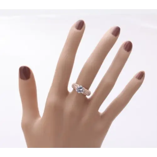 Buying hot jewelery exquisite jewelry luxury three rows of high-grade zircon rose gold engagement ring wholesale