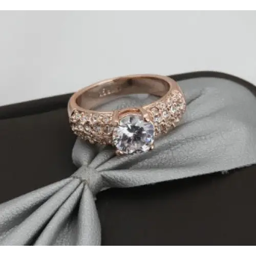 Buying hot jewelery exquisite jewelry luxury three rows of high-grade zircon rose gold engagement ring wholesale - Rose