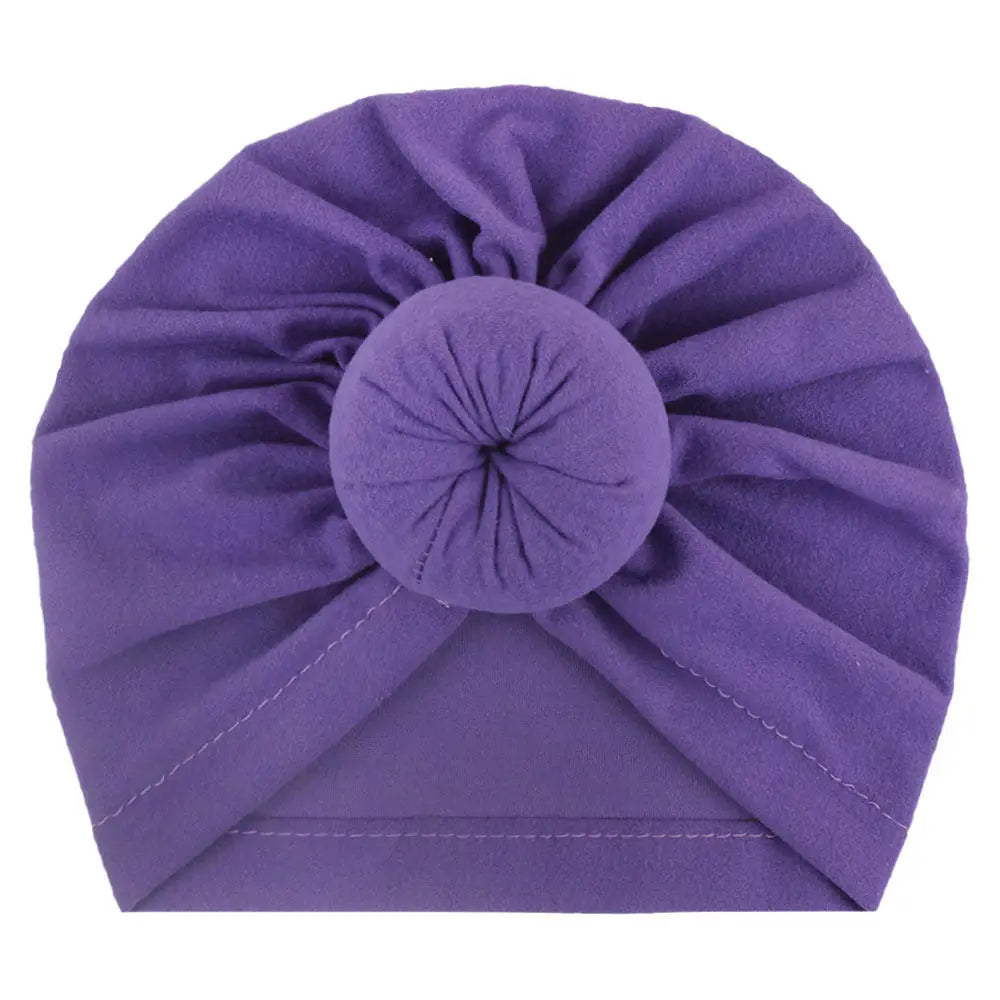 Children’s turban hat baby knotted Indian beanie - Purple
